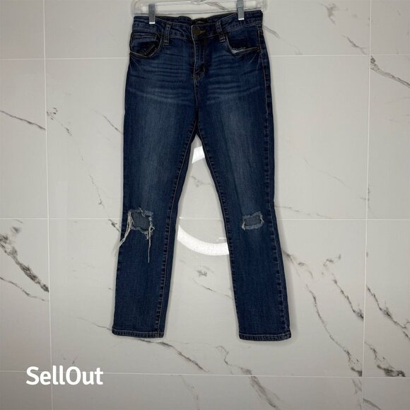 STS Blue Denim - STS Blue Women's Distressed Skinny Jeans Size 27 Dark Wash Denim